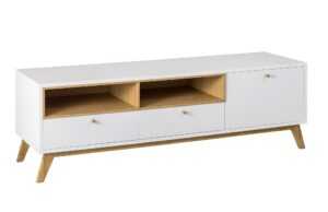 Arbyd Bílý TV stolek Thia s dubovou podnoží 160 x 45 cm