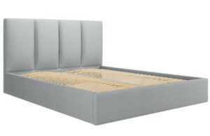 Světle šedá látková dvoulůžková postel MICADONI Pyla 180 x 200 cm