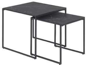 Scandi Set dvou černých kovových konferenčních stolků Rowan 40x40cm/50x50cm