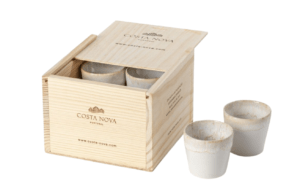 Dřevěný box s 8 bílými šálky na lungo COSTA NOVA GRESPRESSO 0