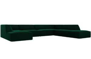Zelená sametová rohová pohovka MICADONI Ruby II. 366 cm
