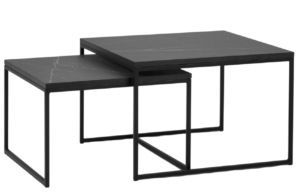 Set dvou černých mramorových konferenčních stolků MICADONI VELD 60 x 60/50 x 50 cm