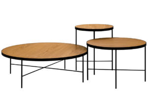 Set tří dubových konferenčních stolků MICADONI STEPPE 90/60/43 cm