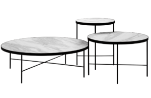 Set tří bílých mramorových konferenčních stolků MICADONI STEPPE 90/60/43 cm