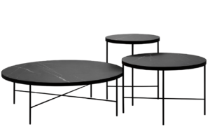 Set tří černých mramorových konferenčních stolků MICADONI STEPPE 90/60/43 cm