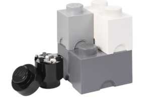 Sada čtyř šedo bílých úložných boxů LEGO® Storage