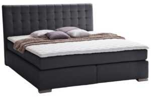Černá koženková dvoulůžková postel 180 x 200 cm Meise Möbel Isa
