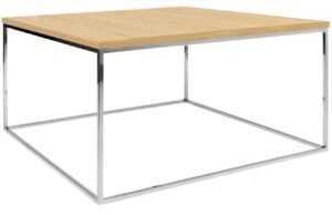 Dubový konferenční stolek TEMAHOME Gleam 75x75 cm s chromovanou podnoží