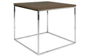 Ořechový konferenční stolek TEMAHOME Gleam 50 x 50 cm s chromovanou podnoží