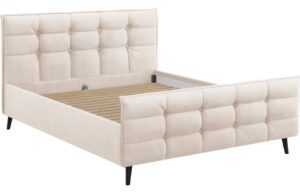 Béžová sametová dvoulůžková postel MICADONI Bruce 160 x 200 cm