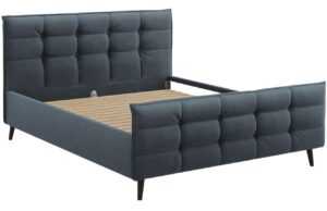 Modrá látková dvoulůžková postel MICADONI Bruce 140 x 200 cm