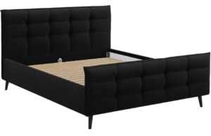 Černá látková dvoulůžková postel MICADONI Bruce 140 x 200 cm