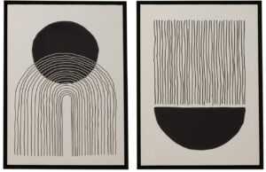 Set dvou černobílých abstraktních obrazů J-line Roava 80 x 60 cm