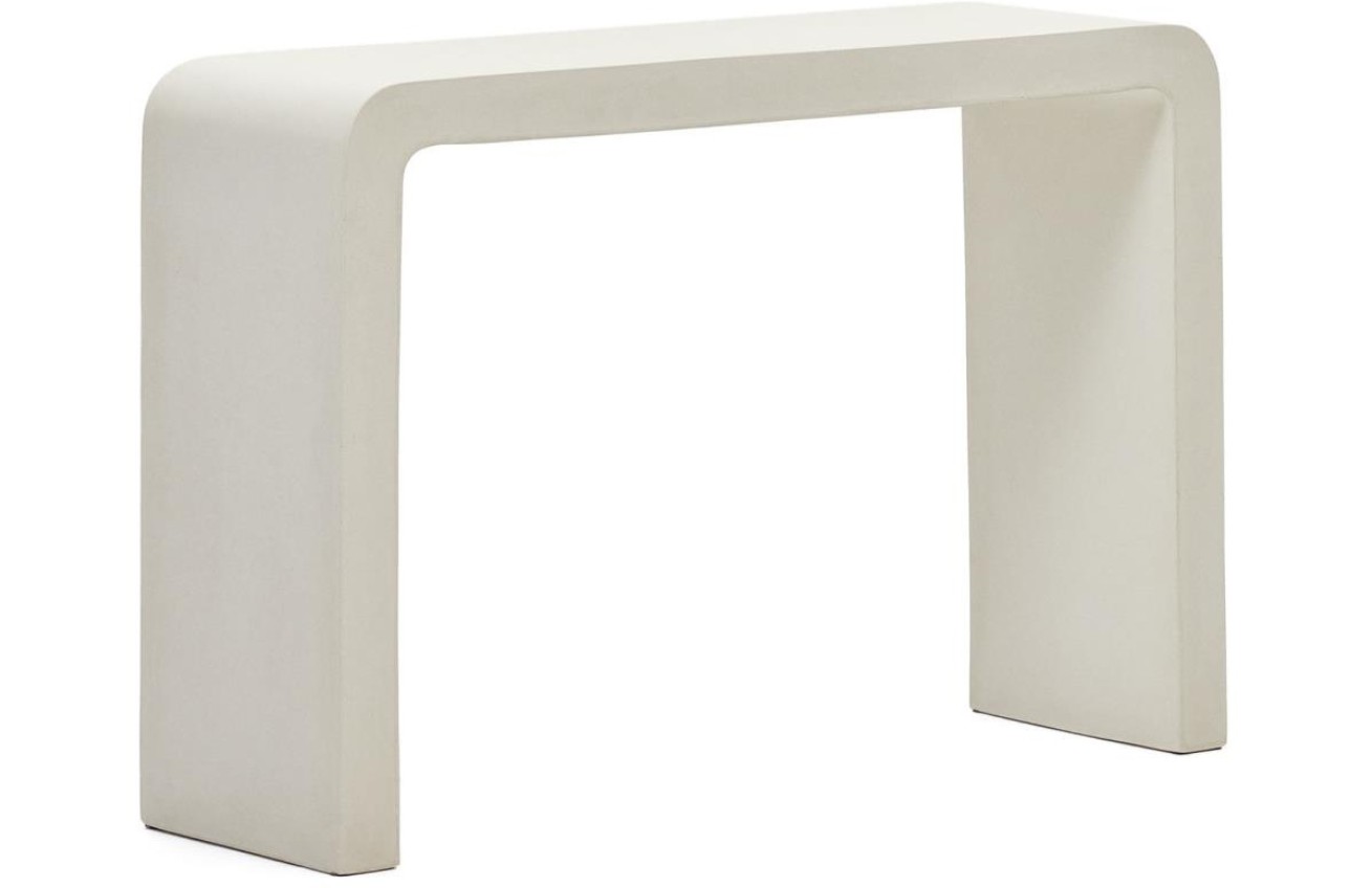 Bílý cementový toaletní stolek Kave Home Aiguablava 120 x 35 cm