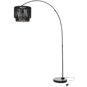 Černá látková stojací lampa J-line Tale 146 cm