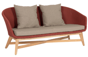 Červeno-béžová pletená zahradní dvoumístná pohovka Bizzotto Coachella 168 cm