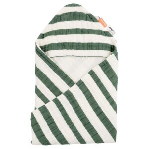 Zeleno-béžová dětská osuška s kapucí Done by Deer Stripes