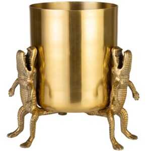 Zlatá kovová váza Bold Monkey Surrounded By Crocodiles 31