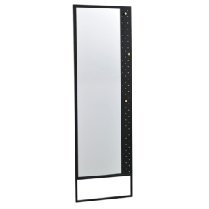Černé kovové stojací zrcadlo ROWICO CONFETTI 170 x 53 cm