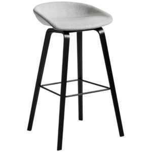 HAY Šedá čalouněná barová židle AAS 33 s dubovou podnoží 75 cm