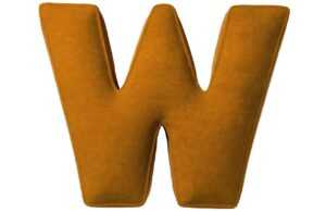 Yellow Tipi Cihlově oranžový sametový polštář písmeno W 40 cm