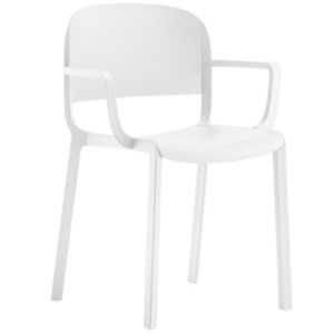 Pedrali Bílá plastová jídelní židle Dome 265 s područkami