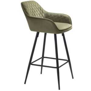 Zelená sametová barová židle Unique Furniture Milton 67 cm