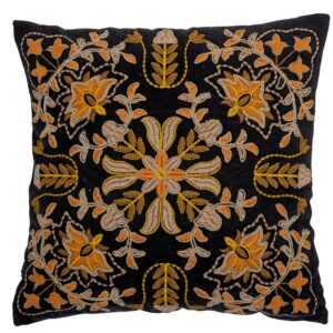 Černo-oranžový bavlněný polštář Bloomingville Colmar 45 x 45 cm