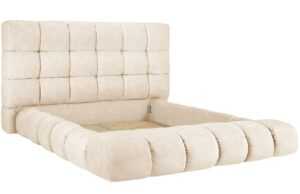 Béžová sametová dvoulůžková postel MICADONI Carter 180 x 200 cm
