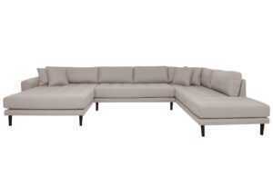 Nordic Living Šedá látková rohová pohovka Limo 370 x 220 cm