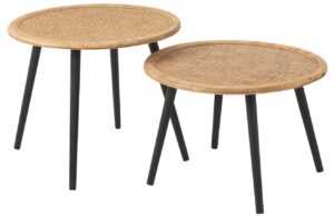Set dvou bambusových konferenčních stolků J-line Bimbo 68/68 cm