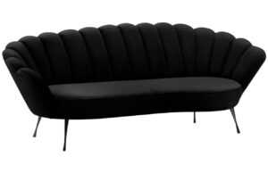 Černá sametová třímístná pohovka Cosmopolitan Design Kingston II. 224 cm s černou podnoží