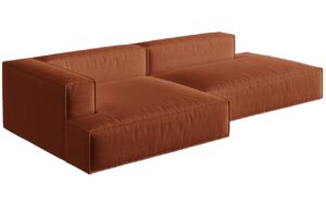 Cihlově oranžová čalouněná rohová pohovka MICADONI Nuria 312 cm