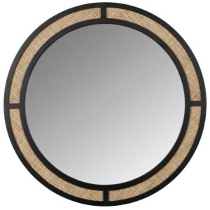 White Label Černé kovové závěsné zrcadlo WLL AIDA 76 cm