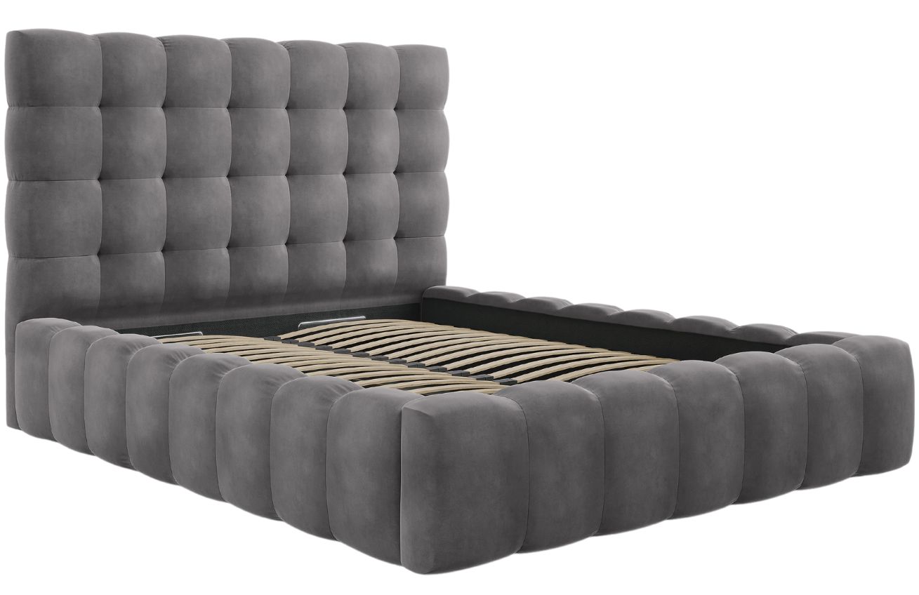 Micadoni Sametová postel Mamaia 160 x 200 cm s úložným prostorem