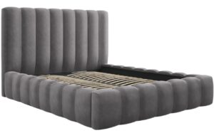 Micadoni Sametová postel Kelp 180 x 200 cm s úložným prostorem