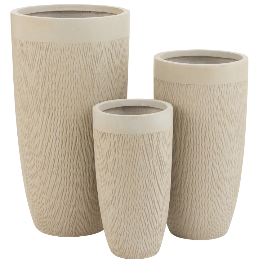 Set tří béžových keramických květináčů J-line Geramio 72/58/46 cm
