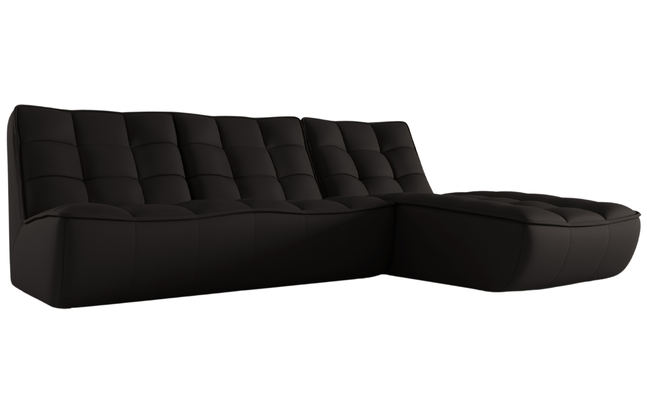 Maison Heritage Černá kožená rohová pohovka Moni 246 cm