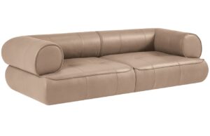 Maison Heritage Tmavě béžová kožená pohovka Lily 234 cm