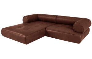 Maison Heritage Koňakově hnědá kožená rohová pohovka Lily 261 cm