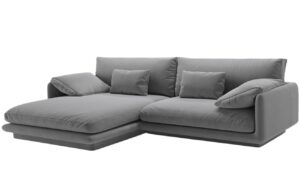 Micadoni Světle šedá sametová rohová pohovka Torino 250 cm