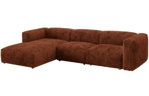 Micadoni Terakotově červená manšestrová rohová pohovka Martina 330 cm