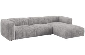 Micadoni Světle šedá manšestrová rohová pohovka Martina 330 cm