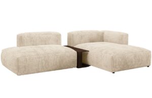 Micadoni Světle béžová manšestrová rohová pohovka Martina 285 cm