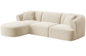 Cosmopolitan Design Světle béžová sametová rohová pohovka Campi 256 cm