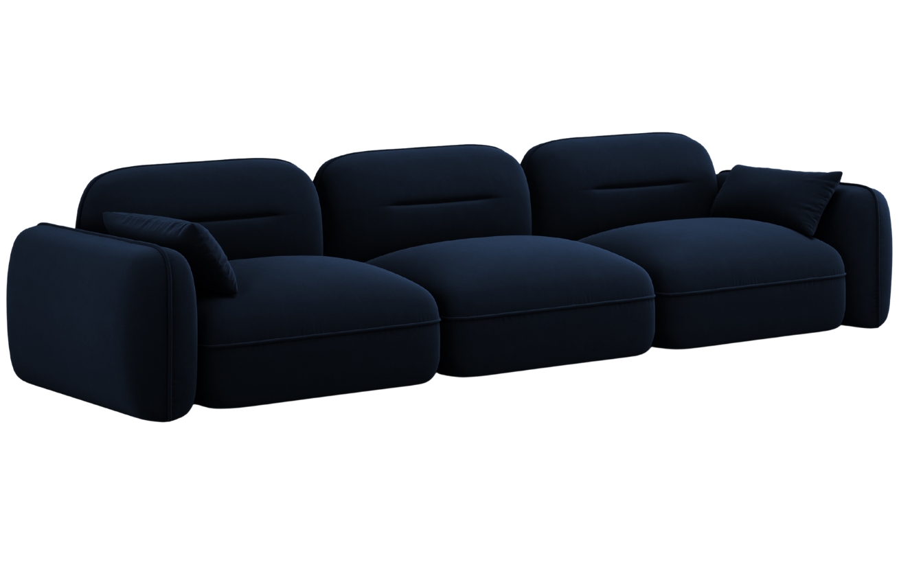 Cosmopolitan Design Královsky modrá sametová čtyřmístná pohovka Sydney 320 cm