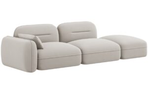 Cosmopolitan Design Světle béžová sametová trojmístná pohovka Sydney 295 cm