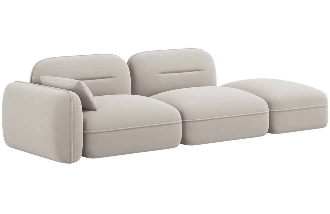 Cosmopolitan Design Světle béžová sametová trojmístná pohovka Sydney 295 cm