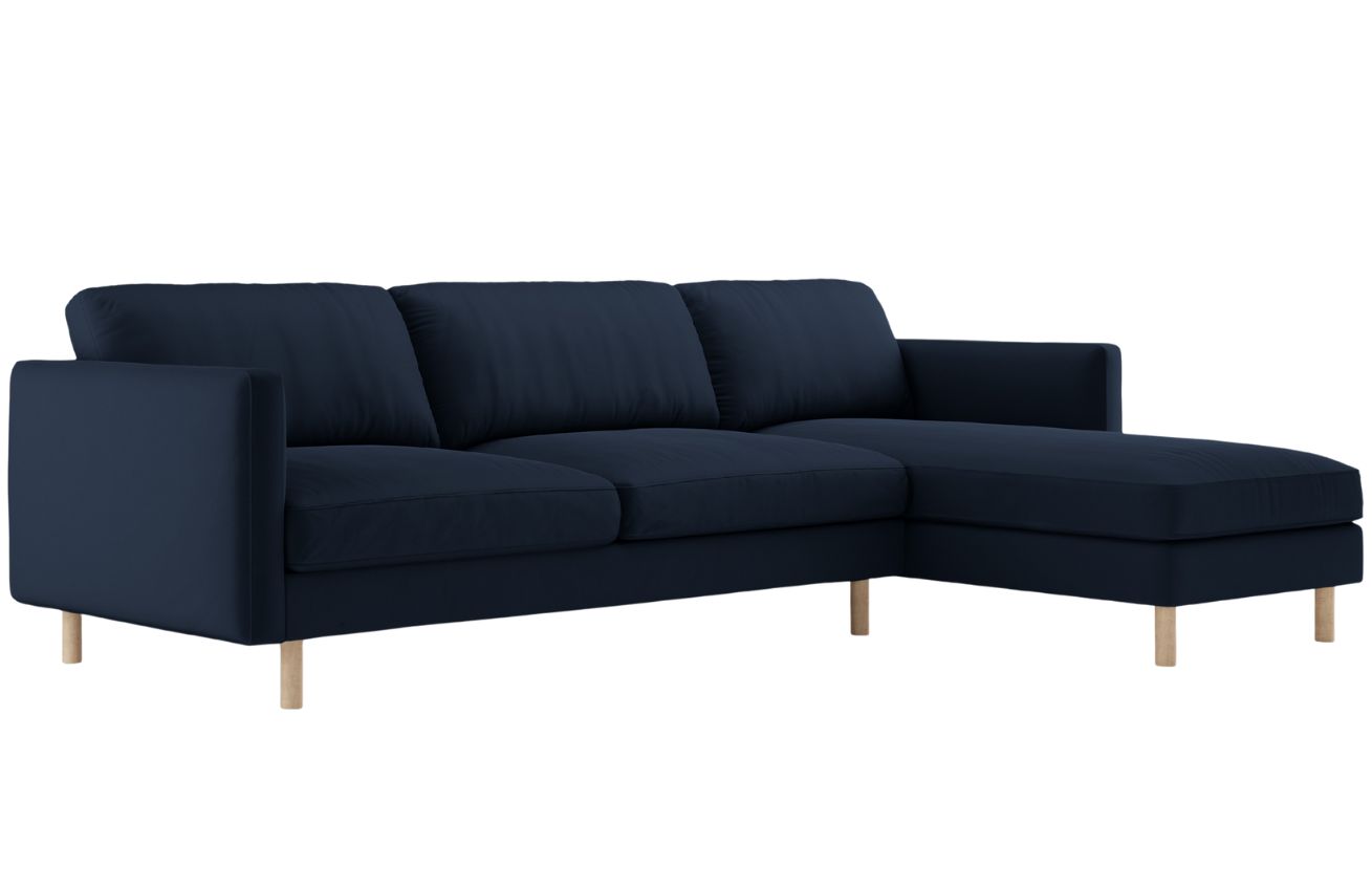 Micadoni Tmavě modrá sametová rohová pohovka Eden 286 cm