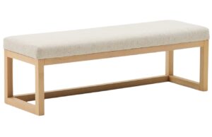 Kave Home Dřevěná lavice Loya 128 cm s béžovým sedákem